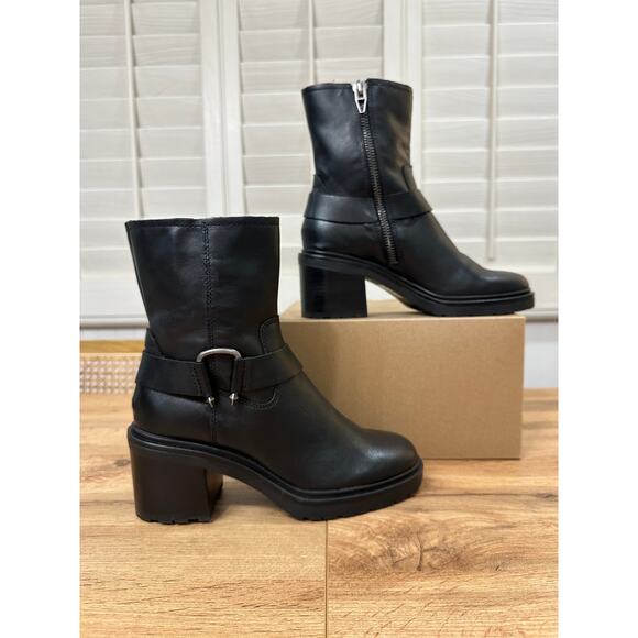 Dolce Vita Women's Camros Boots Black Leather Size 7 NWOB Strap Round Toe - Picture 2 of 12